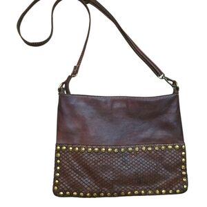 Caterina Ratti Rare Italian Tooled Leather Crossbody Bag Studded Python Panel Ma